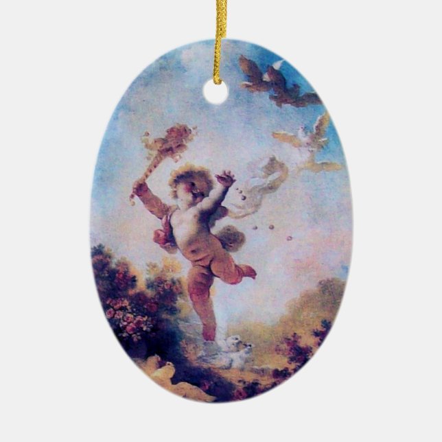 Ornamento De Cerâmica AME O JESTER CUPID MONOGRAM Red Ruby (Frente)
