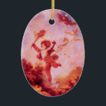 Ornamento De Cerâmica AME O JESTER, CUPID MONOGRAM Red Ruby Heart<br><div class="desc">Design elegante e colorido,  elaborado a partir de uma pintura de Fragonard com uma pedra brilhante tridimensional.</div>