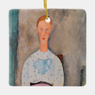 Ornamento De Cerâmica Amedeo Modigliani - Garota com uma blusa Polka-Dot