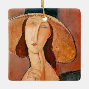 Ornamento De Cerâmica Amedeo Modigliani - Jeanne Hebuterne em Grande Cha