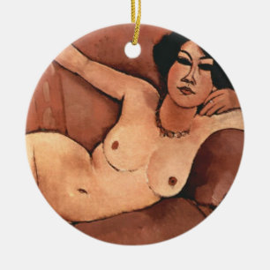 Ornamento De Cerâmica Amedeo Modigliani Woman Em Um Sofá
