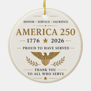 Ornamento De Cerâmica América 250 Anos Patriota Veterano 1776 - 2026
