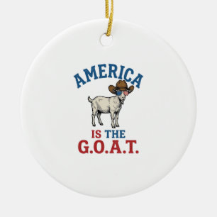 Ornamento De Cerâmica América É A G.O.A.T Camisa Patriótica de Cowboy de