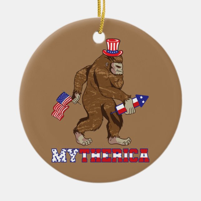 Ornamento De Cerâmica América Gorilla Rocket Bandeira Americana Patrióti (Frente)