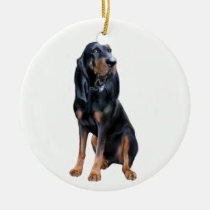 Ornamento De Cerâmica American Coon Hound - Black and Tan