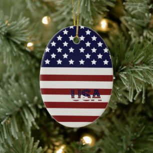 Ornamento De Cerâmica American Flag American USA Pattern
