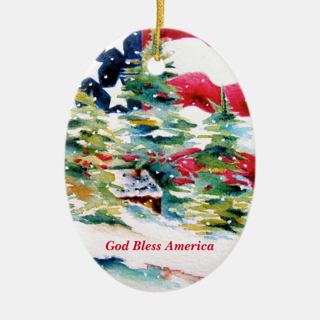 Ornamento De Cerâmica American Flag Oval Ornament (Frente)