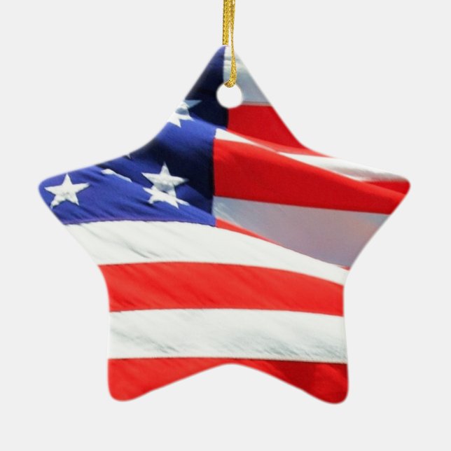 Ornamento De Cerâmica American Flag, você pode adicionar texto e carrega (Verso)