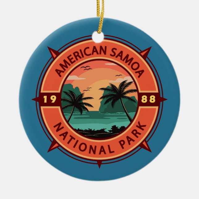 Ornamento De Cerâmica American Samoa National Park Retro Compass Emblem (Frente)