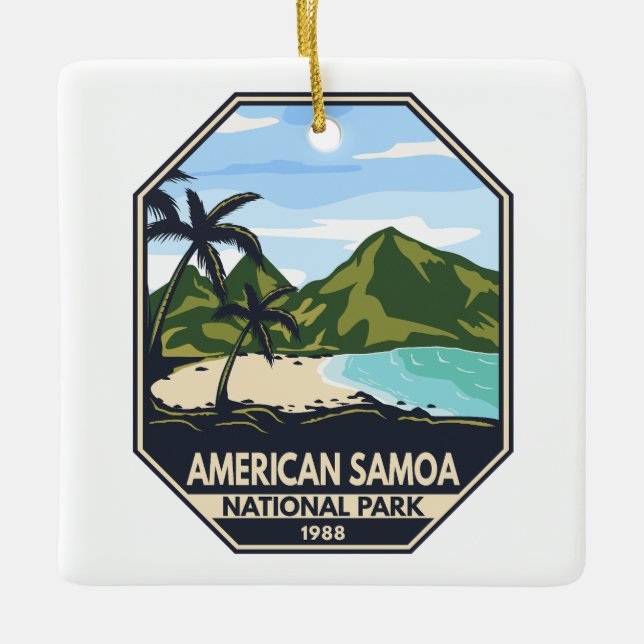 Ornamento De Cerâmica American Samoa National Park Retro Emblem (Frente)