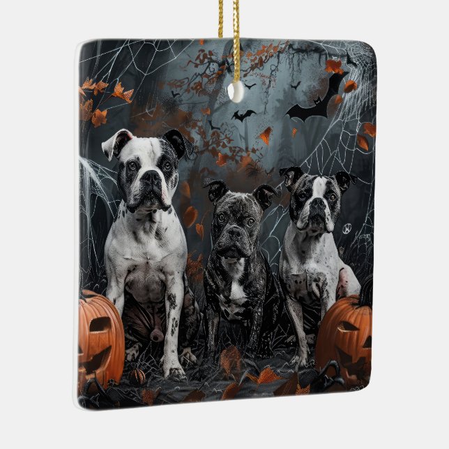Ornamento De Cerâmica American Staffordshire Halloween Night Dogggy (Direito )