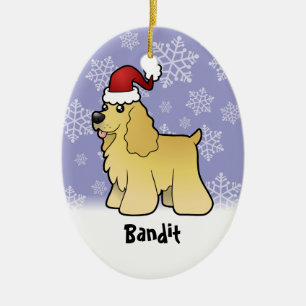 Ornamento De Cerâmica Americano cocker spaniel do Natal (adicione o nome