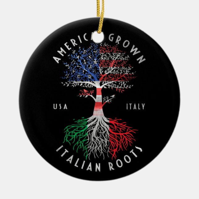 Ornamento De Cerâmica Americano Cultivo Italiano Raízes Itália Bandeira  (Frente)