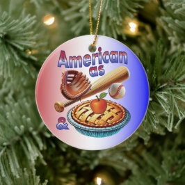 Ornamento De Cerâmica Americano divertido como Beball e Apple Pie
