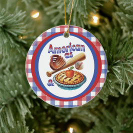 Ornamento De Cerâmica Americano divertido como Beball e Apple Pie