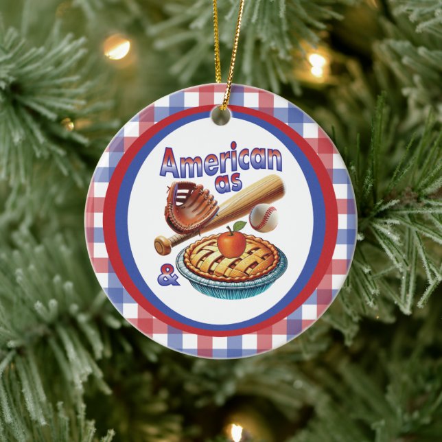 Ornamento De Cerâmica Americano divertido como Beball e Apple Pie (Árvore)