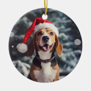 Ornamento De Cerâmica Americano Foxhound Dog Christmas Keepsaokname