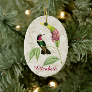 Ornamento De Cerâmica Ametist Throated Hummingbird Ornament