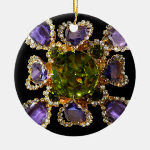 Ornamento De Cerâmica Ametista, Diamantes, Artesanais, Emeralds