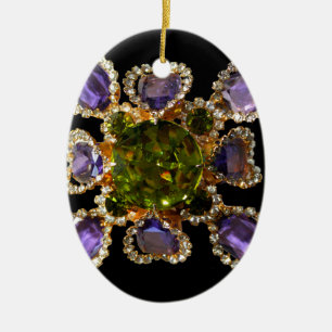 Ornamento De Cerâmica Ametista, Diamantes, Artesanais, Emeralds