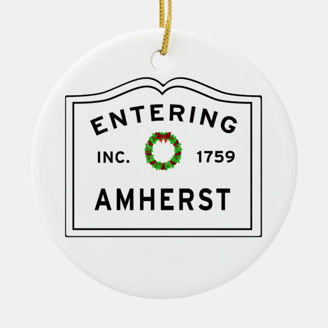 Ornamento De Cerâmica Amherst, MÃE Holiday Wreath Metal Ornament (Frente)