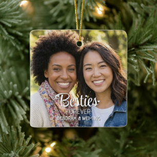 Ornamento De Cerâmica Amigas BESTIES Melhores Amigas Foto Personalizada