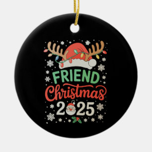 Ornamento De Cerâmica Amigo Natal 2025 Papai Noel Rena Luzes de Natal