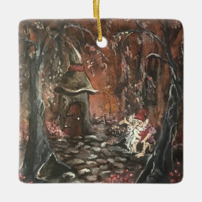 Ornamento De Cerâmica Amigo Profundo na Floresta (Frente)