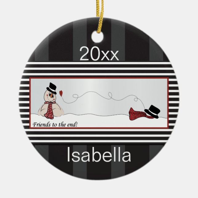Ornamento De Cerâmica Amigos ao Fim (Frente)