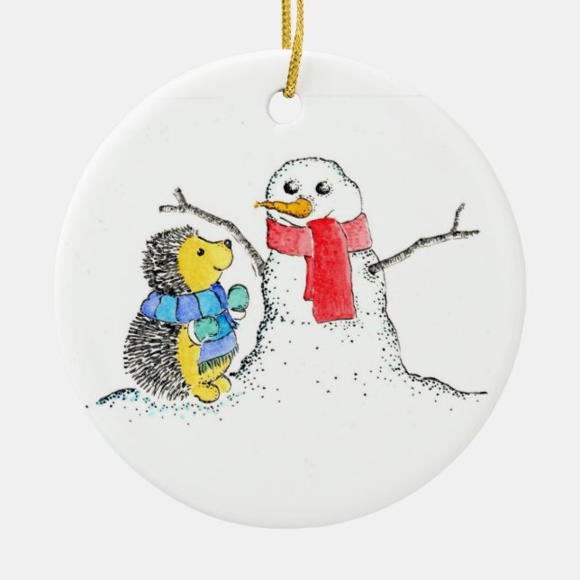 Ornamento De Cerâmica Amigos da neve (Frente)