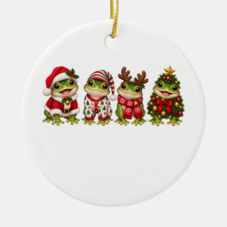 Ornamento De Cerâmica Amigos de Natal do Sapo das Festas