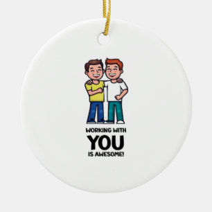 Ornamento De Cerâmica Amigos do Trabalho - Dois Homens Clássicos