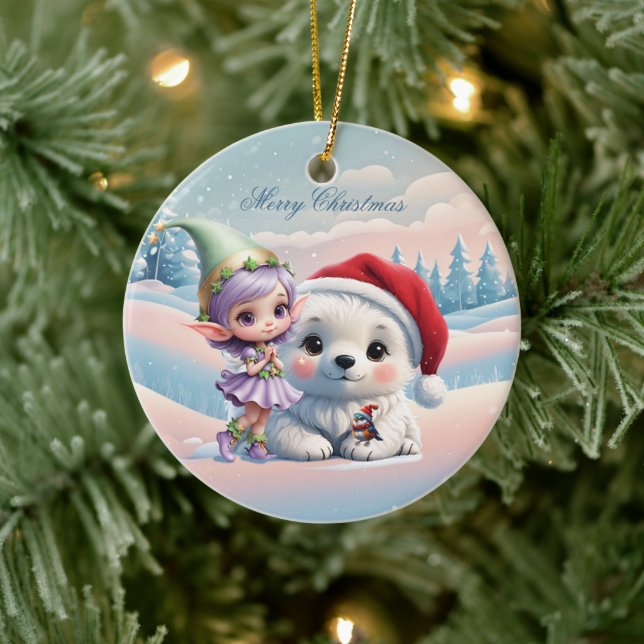 Ornamento De Cerâmica Amigos num mundo de fantasia. (Árvore)