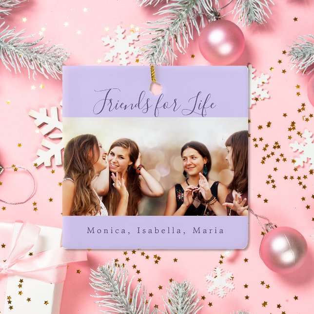 Ornamento De Cerâmica Amigos para nomes de fotos violetas vitalícias (Criador carregado)