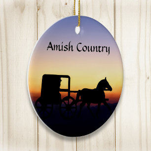 Ornamento De Cerâmica Amish Buggy Ride