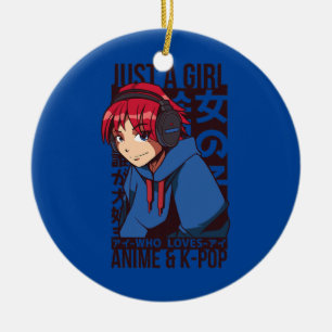 Ornamento De Cerâmica Amo Anime e K Pop Apenas uma Garota Celebrando a V