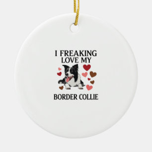 Ornamento De Cerâmica Amo Muito Border Collie Corações_1