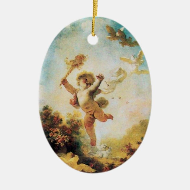 Ornamento De Cerâmica AMO O JESTER, CUPID MONOGRAMA Laranja Agatha (Frente)