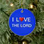 Ornamento De Cerâmica Amo o senhor<br><div class="desc">Eu adoro o senhor. ORNAMENTO QUE DIZ QUE AMO O SENHOR. Presente perfeito para o Natal,  Kwanzaa,  aniversários ou qualquer ocasião.</div>