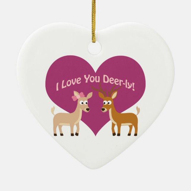 Ornamento De Cerâmica Amo-Te Deer-ly! (Verso)