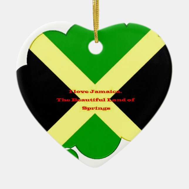 Ornamento De Cerâmica Amo Texto Jamaica no Flag Art Impressão (Frente)