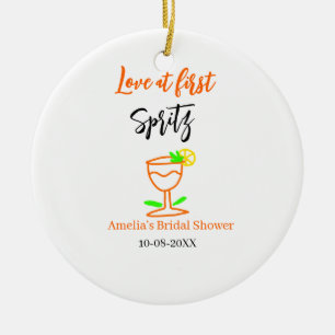 Ornamento De Cerâmica Amor à primeira taça laranja preto chá de noiva gl