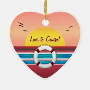 Ornamento De Cerâmica Amor ao Cruise Sunset - Sua foto personalizada
