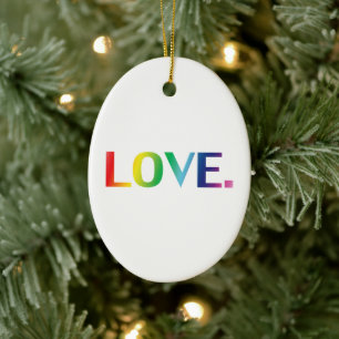 Ornamento De Cerâmica Amor cores arco-íris orgulho gay lgbtq Natal
