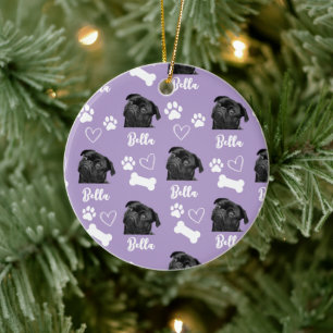 Ornamento De Cerâmica Amor Customizado Roxo Impressão de Pata Amante de