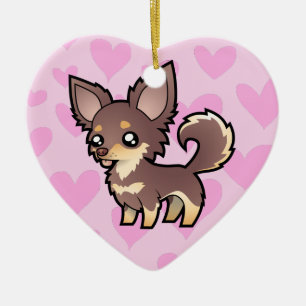 Ornamento De Cerâmica Amor da chihuahua (adicione sua própria mensagem)