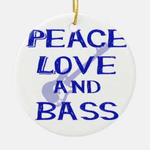 Ornamento De Cerâmica amor da paz e guitarra azul de w do bernice do