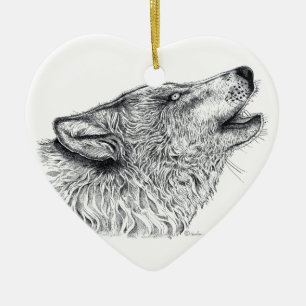 Ornamento De Cerâmica Amor de Lobo