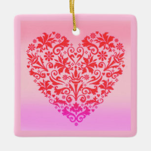 Ornamento De Cerâmica Amor de Natal Vermelho Coração Cerâmica