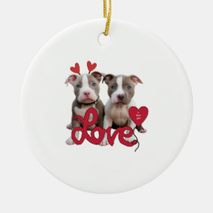 Ornamento De Cerâmica Amor de pit bull